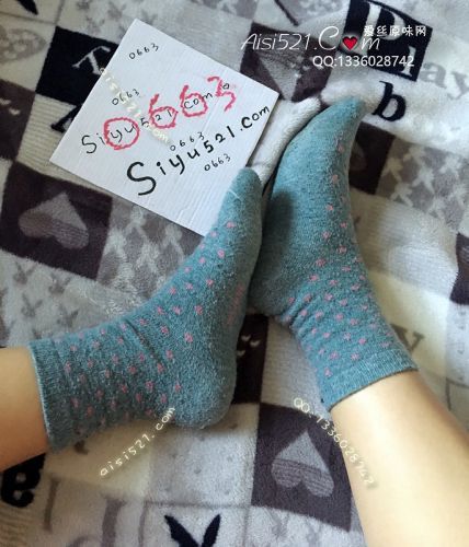 原味丝袜|袜类,臭棉袜,极臭系列の粉加蓝波点短棉袜