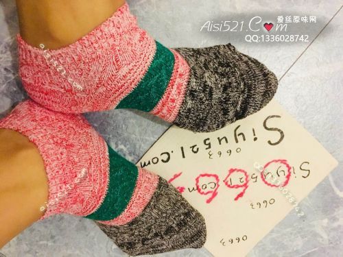 原味丝袜|袜类,臭棉袜,极臭系列の撞色粉加灰短棉袜