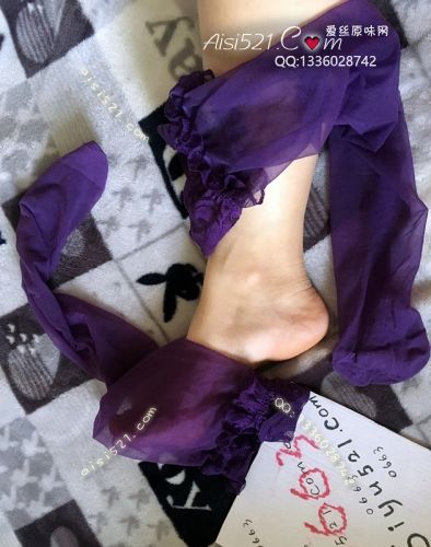 诱惑系列のsao紫色丝质蕾丝边半筒袜原味丝袜|袜类臭长筒丝袜