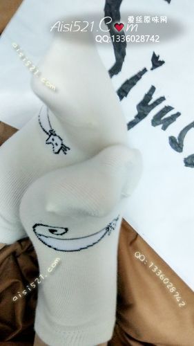 奶白色猫咪图案纯棉浅口短袜原味丝袜|袜类臭棉袜