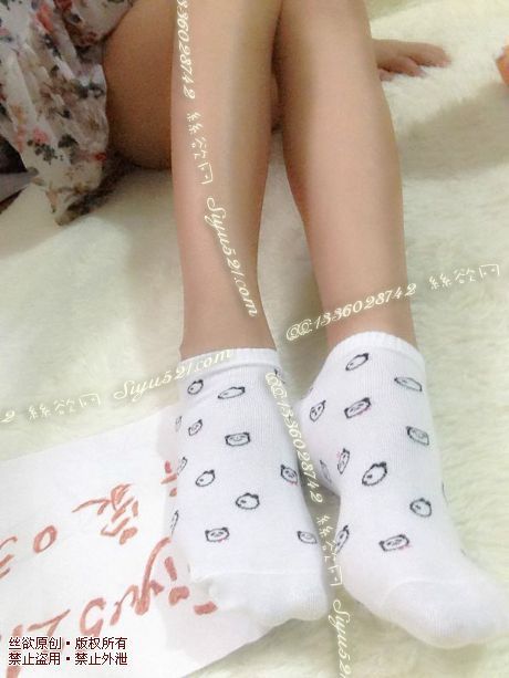 原味丝袜|袜类,臭棉袜,白色卡通小熊臭臭棉袜