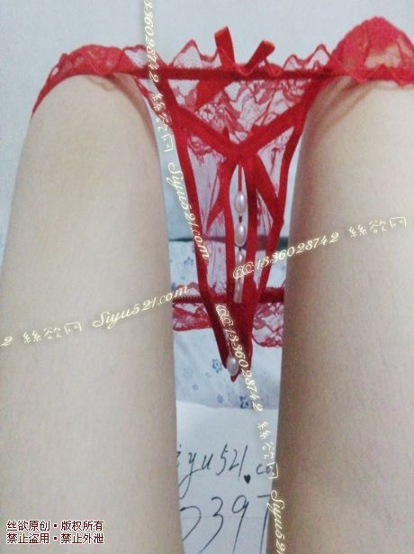 西瓜红蕾丝拉珠诱惑丁字裤原味内裤|裤类情趣内内