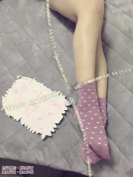 少女系浪漫紫心形薄棉袜原味丝袜|袜类臭棉袜