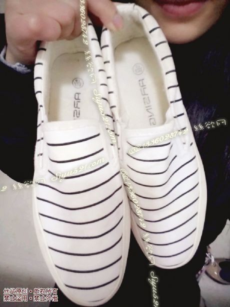 原味女鞋|鞋类,休闲平底,清纯少女条纹鞋