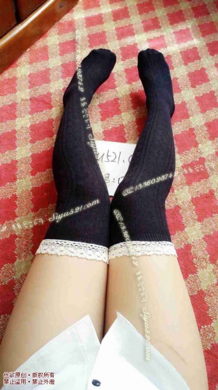 原味丝袜|袜类,臭棉袜,高筒黑针织条纹袜
