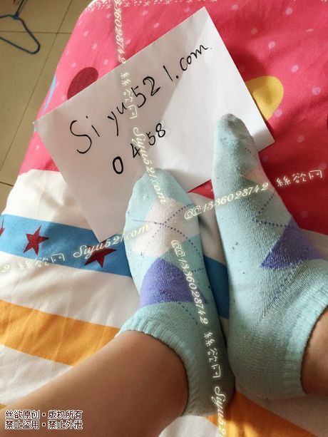 原味丝袜|袜类,臭棉袜,浅蓝格子纯棉短袜