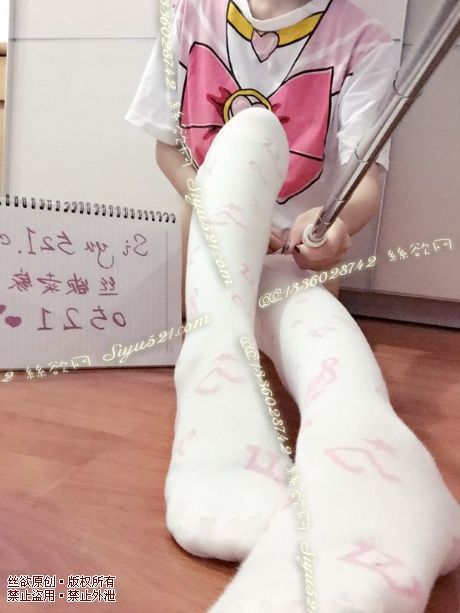 原味丝袜|袜类,臭棉袜,白色粉音符过膝棉袜