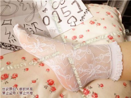 原味丝袜|袜类,臭短丝袜,蕾絲布短襪-白色蕾絲布短襪