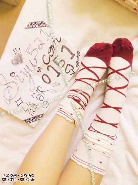 原味丝袜|袜类,臭长筒丝袜,棉高筒-紅色芭蕾舞者棉高筒襪