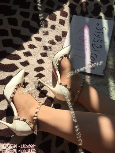 原味女鞋|鞋类,高中短跟,白色虐G箭头气质高跟鞋