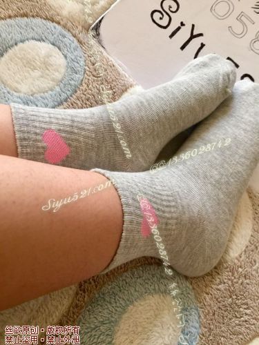 原味丝袜|袜类,臭棉袜,灰色萌粉桃心棉袜~