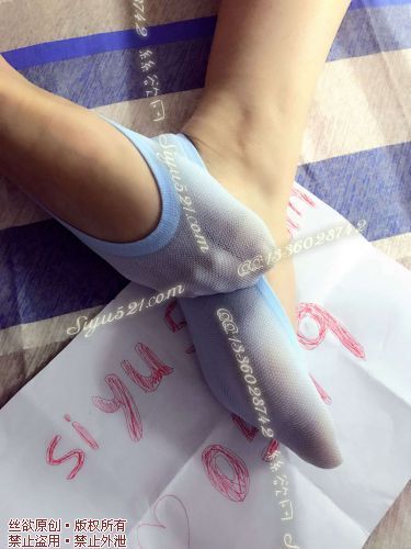 蓝色透视船袜原味丝袜|袜类臭船袜