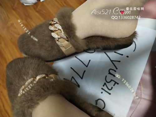 闲置棕色毛绒拖鞋原味女鞋|鞋类凉鞋拖鞋