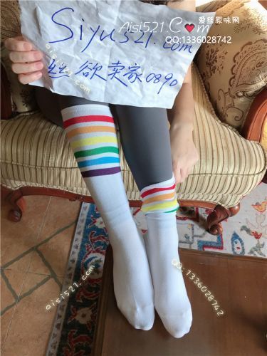 原味丝袜|袜类,臭棉袜,白色彩条纹 小腿袜 棉袜