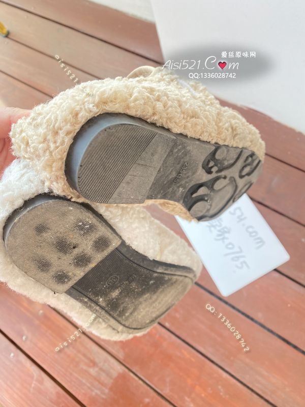 原味女鞋|鞋类,休闲平底,毛毛鞋魔术贴白色/棕色 两双交替在穿